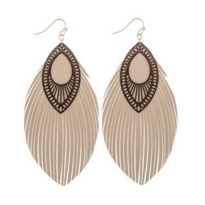 Double Leather Leaf Earrings